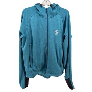 Loki Gear Mens M Technical Full Zip Hoodie Teal Heather Backpack Convertible